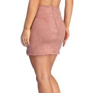 Windsor | Pink High Waist Faux Suede Mini Skirt